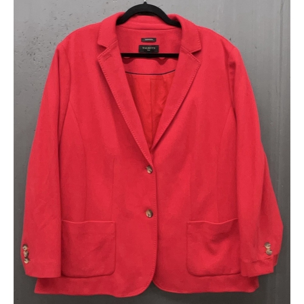 Talbots Plus Aberdeen Blazer 22W Red Pockets Soft Stretchy Jacket Preppy Classic